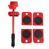 5-teilig Möbeltransportrollen, Möbel Transportroller Möbel Gleitroller 4 Möbelroller & 1 Lastenheber Möbel Verschieben Transportrollen Furniture Lifter Schwerlastrollen Möbel Hebew