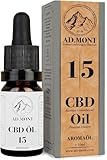 CBD Öl 15% aus BIO Kultivierung - Vollspektrum CBD Tropfen mit 1500mg CBD Goldextrakt - Laborgeprüfte Cannabidiol Tropfen - 10ml Cannabisöl von AD.MONT®