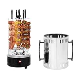 Elektrischer Vertikalgrill, 1000W Edelstahl Rotisserie Grill mit 5 Spießen, Automatische Rotation für Gleichmäßiges Grillen, Rauchfreier Kontaktgrill für Familie, Outdoor und Gewerbe