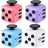 Fzyisw 4 Stück Fidget Toys Cube, Anti Stress Würfel, Anti Stress Cube mit 6 Seiten Funktion, Autismus Spielzeug für Kinder und Erwachsene Stressaubbau bei Nervösität (Weiß, Rosa, Lila, Blau)
