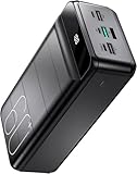 PDBEST Powerbank 60000mAh, 22,5W PD USB-C Schnellladegerät, Externer Akku mit LED-Anzeige, 4 Ausgängen und 3 Eingängen, Power Bank kompatibel mit iPhone,Android, Tablets und mehr Schwarz