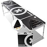 Beercup Bierpong Tische, Beer Pong Set für Partyspiele, Beerpong Tisch Klappbar & Höhenverstellbar, Beer Pong Tisch mit Bierpong Red Cups-Becherhalter, Bierpong Tisch Wasserfest, Bierpongtisch