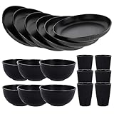 Sagiterra Camping Teller, 18Pcs Camping Zubehör aus Kunststoff für Party, Zuhause, Picknick, leichtes, mikrowellen- und spülmaschinenfestes, Picknick Geschirr Sets 6 personen