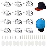 Vueinrg 12 Stück Huthaken Selbstklebend Huthalter Cap Halterung Wand Cap Halter Kappenhalter Kappenhaken Wandmontage Basecap Wandhalter für Baseballkappen Schal Gürtel Haarbänder