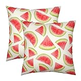 Wnoesat Kissenbezüge mit Wassermelonen-Motiv, 45,7 x 45,7 cm, Set mit 2 Kissenbezügen mit Sommerfrüchten, dekorativ, Leinen, für Sofa, Stuhl, Terrasse, Bett, Couch