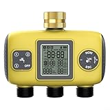 3 Ausgänge Garten Wasser Timer, Digital Bewässerungsregler Outdoor Programmierbares Bewässerungsgerät Batteriebetrieben mit unabhängigen Ventilen für Rasenpflanzen Sprinklersystem