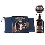 King C. Gillette Bart-Set, perfekt für einen duftenden Bart jeden Tag, mit Reisetasche, 3-in-1-Bart- und Gesichtsreiniger 350 ml und Bartbalsam 100 ml