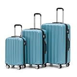 BEIBYE TSA-Schloß 2080 Zwillingsrollen 3 TLG. Reisekofferset Koffer Kofferset Trolley Trolleys Hartschale (Ice Blue)