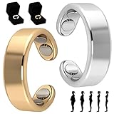 2pcs Ring Damen Wechseljahre,Edelstahl Anti Stress Ring,Magnetring Wechseljahre,Magnetfeldtherapie Ring, Fitnessring für Damen,Besserem Schlaf,Figur-Balance(Gold,Silber)