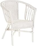 korb.outlet Stapelbarer Rattansessel, Rattanstuhl/Bistro-Sessel Balkonsessel in der Farbe Weiss