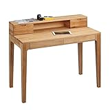 M2 Kollektion 612522 Schreibtisch / Sekretär / Konsolentisch Oskar, Echtholz Wildeiche massiv geölt, mit Schubladen und Aufsatz, 110x55cm, Gesamthöhe 96cm, Höhe Tischplatte 76cm