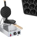 Royal Catering Bubble-Waffeleisen Waffelgerät Waffelautomat Waffle Maker RCWM-1400-B (1.415 W, Bubble-Muster, Edelstahl/Aluminium)