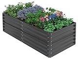 UDPATIO Hochbeet aus Metall,180x60x90 cm, Zink-Aluminium Freistehendes Hochbeete für Garten und Balkon, 970 L Pflanzkasten für Garten, zum Anbau von Gemüse, Blumen und Obst, Grauschwarz