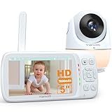 Yonvim 2K Babyphone mit Kamera, 5' UHD Babyphone, 7000mAh Akku, 1500ft Lange Reichweite Videoaufnahme und Wiedergabe Ohne WLAN, MP3, Geschichtenbuch, Nachtlicht, Individuelle Schlaflieder