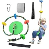 Baum Schaukel für Kinder Hinterhof Single Disc Seil Klettersitz für Baum Indoor Outdoor Spielplatz Schaukel Set Zubehör mit Verdickung 4 Fuß Gurt-Grün