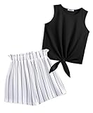 Arshiner Mädchen Tanktops mit Shorts Set Kinder Sommer Bekleidungssets Lässige Mode Ärmelloses T-Shirts Kleidung Sets für Mädchen 11-12 Jahre