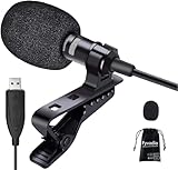 USB Mikrofon, 3 Meters PC Mikrofon, Omnidirektionaler Kondensator Lavalier Clip On Mic für Computer, Laptops, Mac, Perfektes Podcasting, Gaming, Streaming und Aufnahme[Plug & Play]