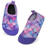 Aisprts Badeschuhe Kinder Wasserschuhe Mädchen Jungen, Rutschfeste Barfuß Schwimmschuhe Aquaschuhe Strandschuhe für Baby Baden, Wasser Spielen, Lila Fischschuppe, 30/31 EU