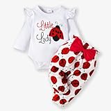 PATPAT Baby Kleidung Mädchen Neugeborenen Outfits, Lange Tops + Hosen + Stirnband, 3Pcs Strampler Neugeborene Mädchen, Baby Girl Kleider Geschenk Bekleidungssets für Mädchen 6-9 Monate 69-72 Cm