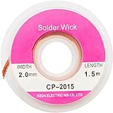 Retoo Entlötlitze 2mm 1,5 M mit Feingeflecht, Löten Docht, Lotsauglitze, Entlöten Braid Draht, Entlötgeflecht, Reinkupfer Entlötdraht, Lötzinn Entferner, Solder zur Entfernung Löt und Entlötgeräte