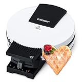 Cloer 181 Waffeleisen für eine Herzwaffel, 930 W, Waffelgröße 16 cm, schwere Backplatten, optische und akustische Fertigmeldung, Metall, weiß