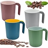 SIYINGSAERY Kaffeetassen Kaffeebecher Plastik 4er Tassen Set 450ml Große Kaffeetassen Set Wiederverwendbar Kaffeebecher mit Henkel Trinkbecher Plastik Kunststoff Kaffeebecher für Wasser Milch Tee