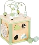 small Foot Motorikwürfel grün, hochwertiges Motorikspielzeug aus FSC® 100%-zertifiziertem Holz, mit fünf bespielbaren Flächen, ab 12 Monaten, 12805