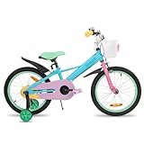 STITCH Macaron 18 Zoll Kinderfahrrad für 4-7 jährige Mädchen & Jungen, Mädchenfahrrad mit Korb & Stützrädern…