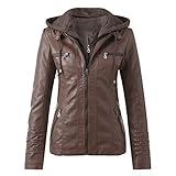 Kunstlederjacke Damen Winterjacke Coole Kunstlederjacke Weichejacke Mode Lederjacke Beiläufig Lederimitat Jacke Frühling Bomberjacke Motorrad Jacke Einfarbig Ledermantel Warm Moto Biker Mantel