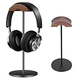 Kopfhörer Ständer Headset Halterung aus Hochwertigem Walnussholz& Aluminium,Headphone Stand Schreibtisch mit Schwerer Basis für Over Ear und Gaming, Geeignet für Tisch,Vitrine