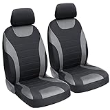 UniVexx® Autositzbezüge im 2er Set – Universelle Auto Sitzbezüge für Vordersitze, Schonbezüge mit Airbag-Ausschnitt, passend für die meisten Autos (schwarz/grau)