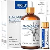 HIQILI 100ml Zitronengras Öl, 100% Naturrein Lemongrass Ätherisches Öl für Diffuser, Duftlampe, Entspannung, Inklusive Reiseflasche