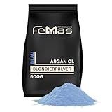 FemMas Blondierpulver blau 500 g I Blondierungspulver mit Plex-Technologie & Arganöl I gleichmäßige Blondierung I ultra stark & staubfrei I Hair Bleach für Aufhellungen bis zu 9 Nuancen