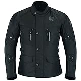 RS RAXUS Motorradjacke für Herren, Winter, wasserdicht, CE-geprüft, Schwarz , XL