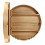 Wandmontierter Badezimmer-Spiegelschrank mit Klapptür, 50 cm, dekorativer Aufbewahrungseinheit, runder Kosmetikspiegel zum Aufhängen, Holz-Finish, stilvoller und funktionaler Organizer für Zuhause