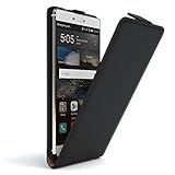 EAZY CASE Hülle kompatibel mit Huawei Ascend P8 Hülle Flip Cover zum Aufklappen, Handyhülle aufklappbar, Schutzhülle, Flipcover, Flipcase, Flipstyle Case vertikal klappbar, aus Kunstleder, Schwarz
