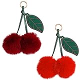 Molain 2 Stück Kirsch-Bag Charm, Plüsch Schlüsselanhänger Anhänger Tasche für Damen Taschenanhänger Schlüsselring Schlüssel-Accessoire Glücksbringer für Handtaschen, Geschenk