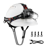 Mustbau EN397 Schutzhelm mit LED, Bauhelm für Erwachsene, mit Gestensensor-LED-Licht, Lange Batterielebensdauer Geeignet für Baustellen, Nachtarbeit, Angeln, ABS-Material für Männer und Frauen-Weiß