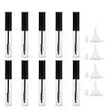 UKCOCO 10ml Nachfüllbare Wimperntusche Flaschen Satz Leere Mascara Behälter mit 4 Trichtern Auslaufsichere Aufbewahrungsflaschen für Zuhause und Unterwegs Schwarzer Deckel