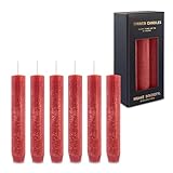 Rustic Stabkerzen 6er Set Rot – kurze Dinner Kerzen, 8h Brenndauer, spitz zulaufend für Kerzenhalter, unparfümiert, ohne Palmöl, durchgefärbt, Adventskranz, Weihnachten, Hochzeit und festliche Tafeln