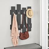 Hocuspicus HOCUS PICUS | Wandmontierte Garderobe mit 8 Haken | Kleiderbügel Rack für Flur, Schlafzimmer & Büro | Unsichtbares Befestigungssystem | 81 x 64 cm | Anthrazit Grau