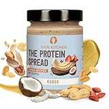 GainKitchen Erdnussbutter Protein Creme Crunchy [72% Erdnüsse] - Kokoscreme ohne Zucker - Ideal als Brotaufstrich, Topping und Protein Snack [30 Gramm Eiweiß] - 6x 265g