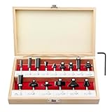 BAIDETS Pro 15tlg. Fräser Set für Holz - Hartmetall Fräsersatz, Zubehör Oberfräsen mit 8mm Schaft, in Robuster Holzbox.