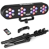 Fuzzix AllStar1 Lichteffekt Set mit Stativ und Fernbedienung - LED Partylicht - Mobile DJ Lichtanlage Musikgesteuert - Lichtorgel - DJ Licht - Disco Lampe - Schwarz