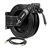 Wiltec Druckluft Schlauchtrommel 20 m, automatische Druckluftschlauchtrommel Stahl, 20 bar Drucklufttrommel, Schlauchaufroller einfache Montage