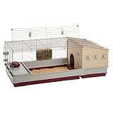 FERPLAST - Meerschweinchen Käfig - Hasenkäfig - Kaninchenkäfig - Häuschen und Zubehör Inklusive - Viel Platz für Kaninchen - Öffnenden & Modular 142 x 60 x h 50 cm - Krolik, 140 Plus