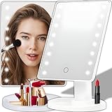 Retoo Drehbar Kosmetikspiegel LED mit Beleuchtung, Makeup Spiegel, Schminkspiegel für Zuhause und Unterwegs, für Schminken & Rasieren, Make-up-Spiegel, Make up Standspiegel