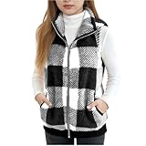 AYSDSKI Double-Sided Fleece Weste Teenager Mädchen Umschlagkragen Winterweste Reißverschluss Fleeceweste Ärmellose Winterjacke Kariert Fleecejacke Kinder Warmer Teddyweste mit Tasche 3-16 Jahre