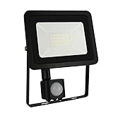 ledomec LED Scheinwerfer/Fluter/Strahler mit Bewegungsmelder IP65 Außenstrahler neutralweiß 4000K (schwarz, 30W)