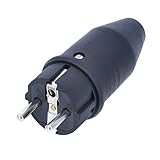 as - Schwabe Vollgummi-Stecker Schutzkontaktstecker mit doppeltem Schutzkontakt, Leitungen bis max. 2,5mm² - für den Außenbereich geeignet, 230V, 16A, IP44, Schwarz, Made in Germany, 61412